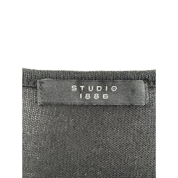 Studio 1886 Black V-Neck Long Sleeve Womens Top L - Picture 3 of 4